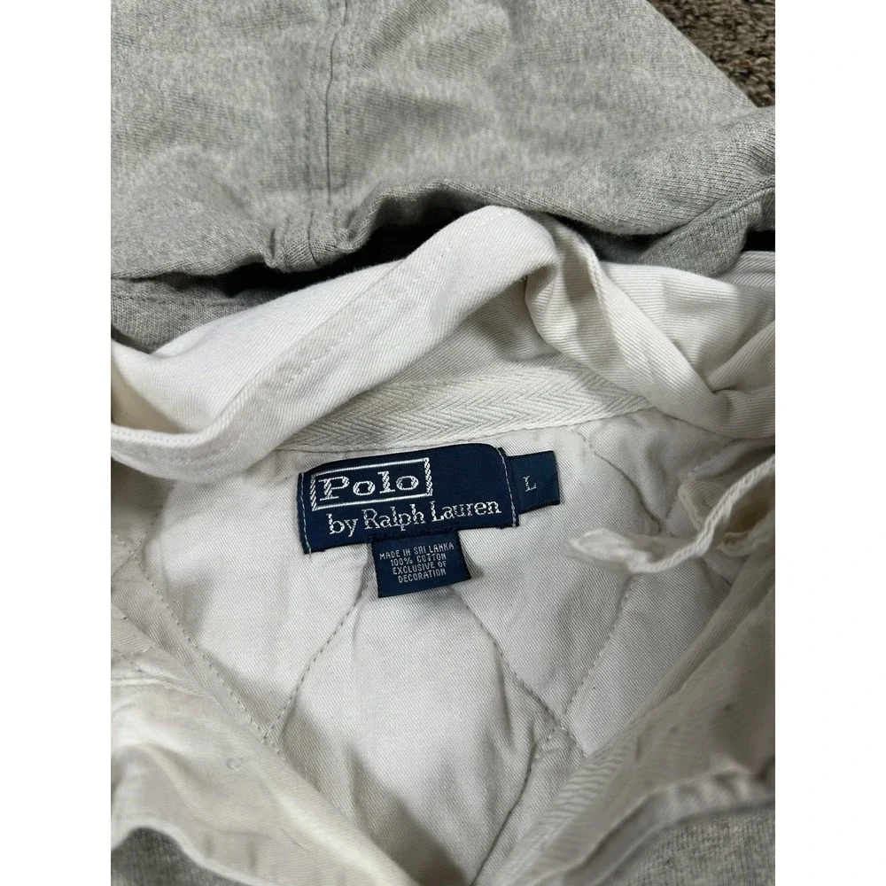 Vintage Polo Ralph Lauren Men's Rugby Gray Long‎ Sleeve Detached Hood Sz Large